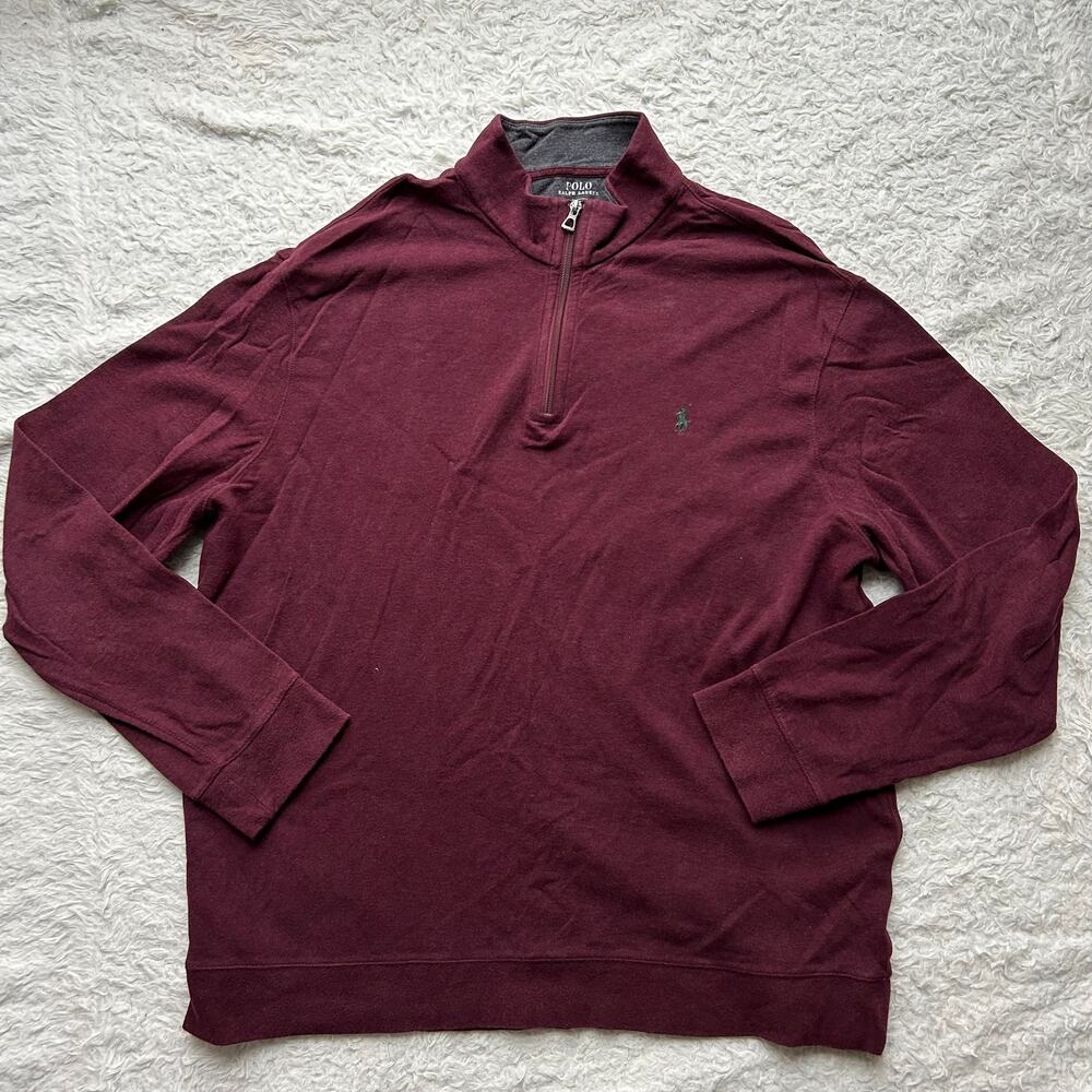 Polo Ralph Lauren Maroon Quarter Zip Sweatshirt Size XL